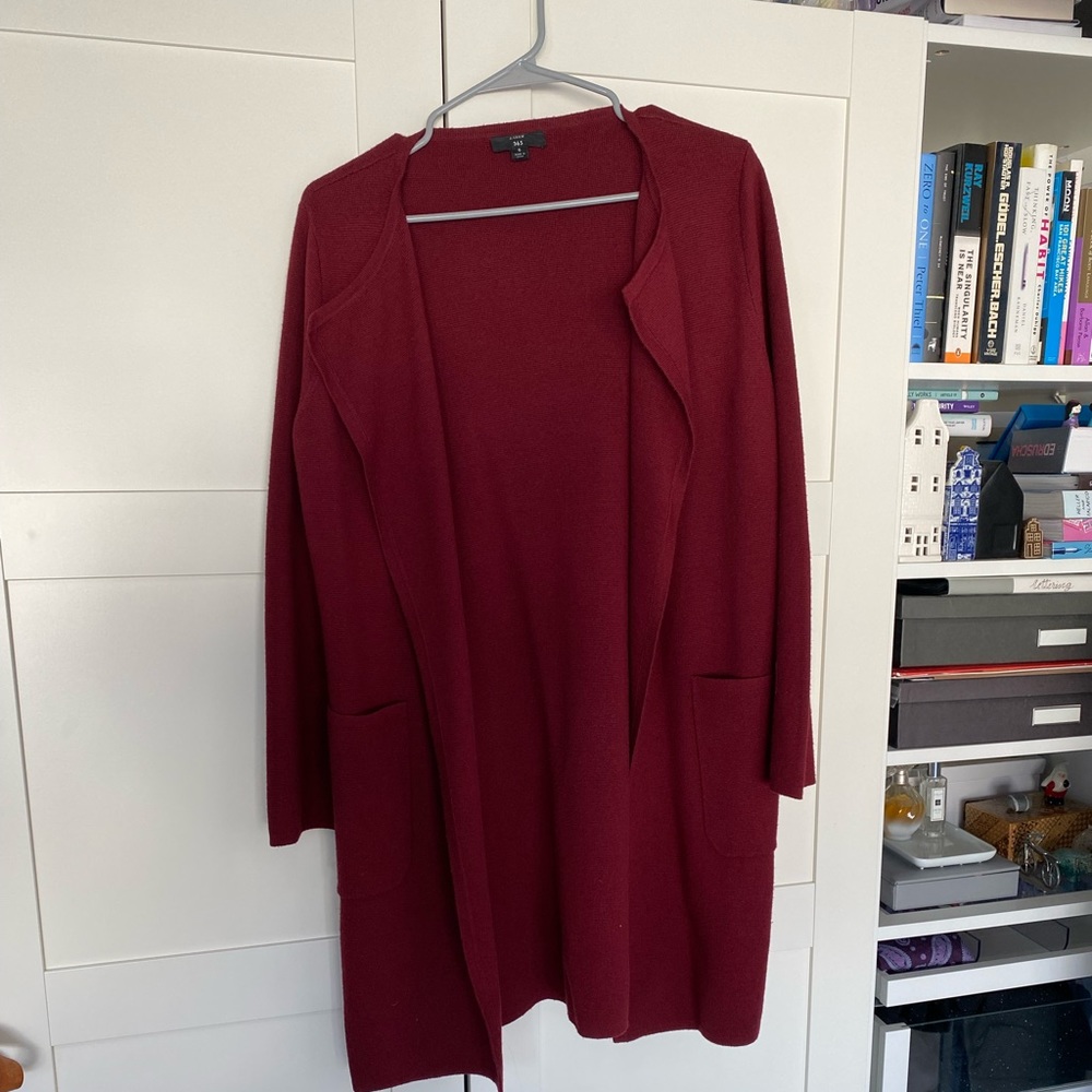 J Crew burgundy collarless sweater blazer - Small